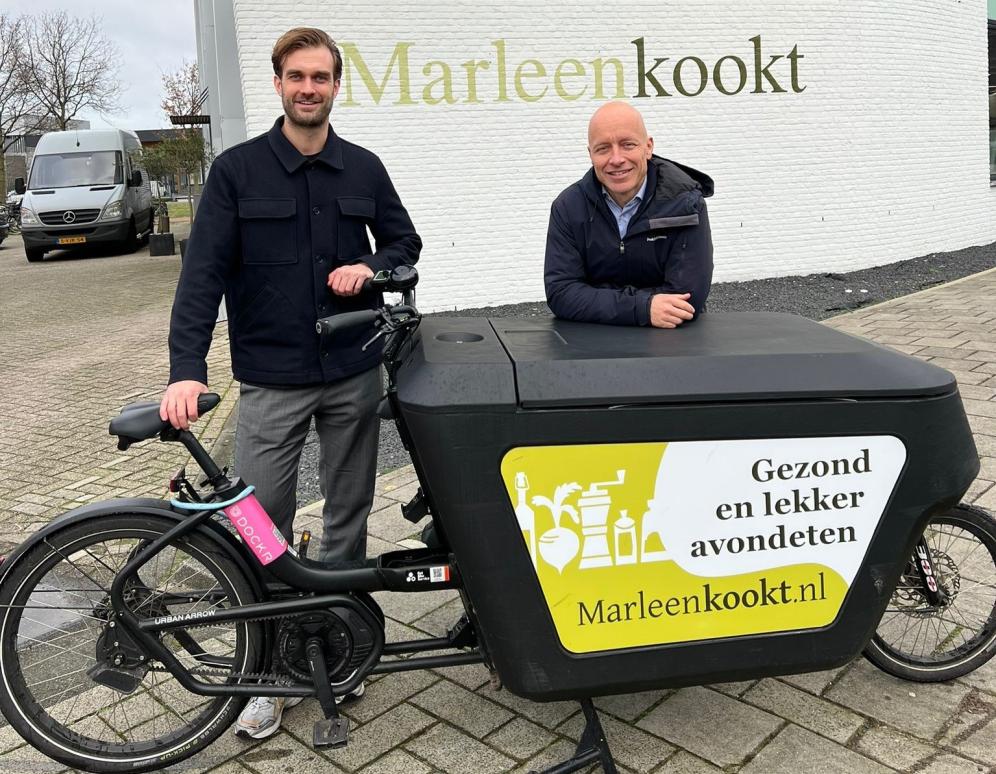 Joris Keijzer (co- founder MarleenKookt) en Sjoerd den Dekker (Operationeel Manager Bikeshift)