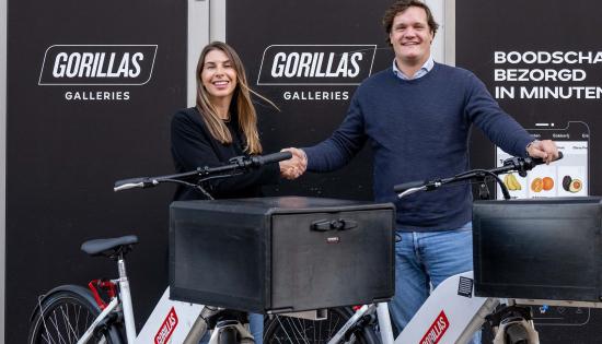 Anastasia Dellis, General Manager Gorillas Nederland en Lodewijk van Nooten CEO Bikeshift